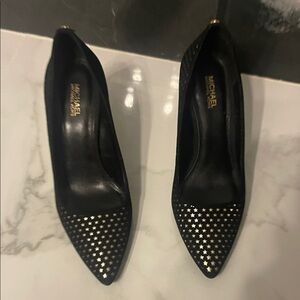 Michael Kors Black Heels with Gold Star Accents